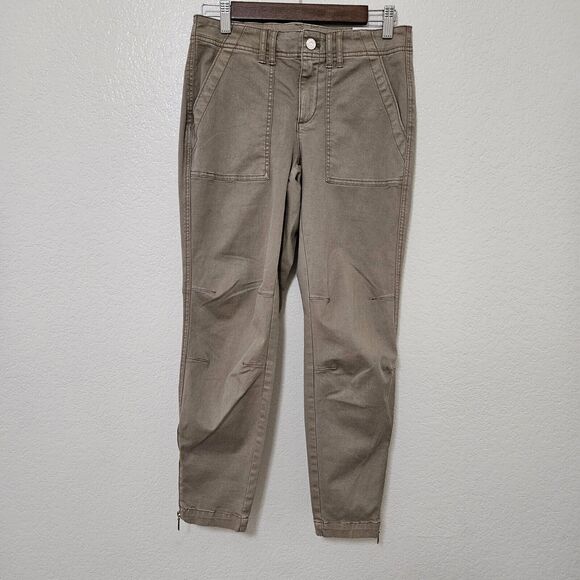 White House Black Market Denim - NWT White House Black Market Khaki Ankle Zip Mid Rise Utility Slim Crop Size 2
